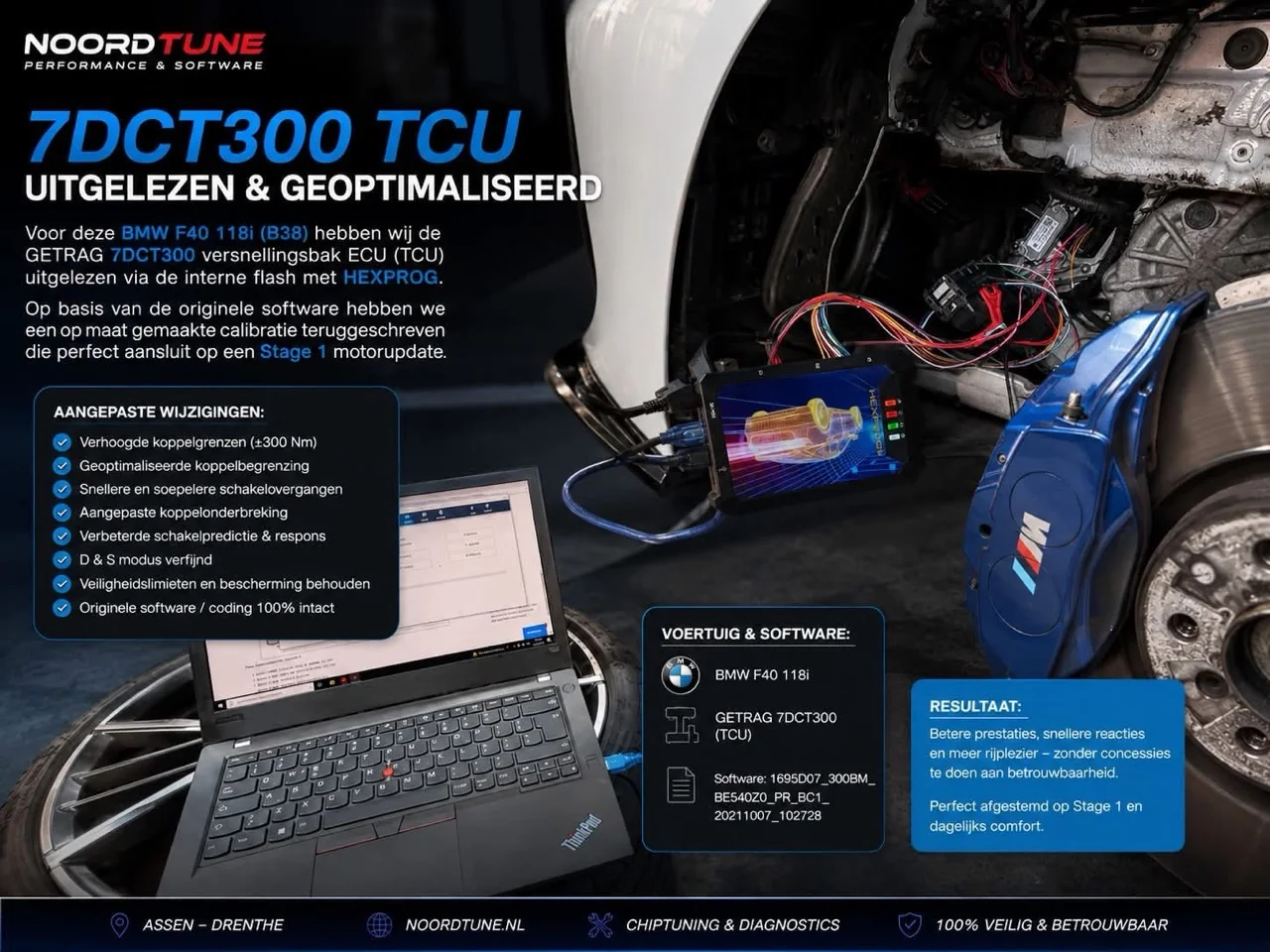 BMW F40 118i 7DCT300 TCU tuning result at NoordTune.nl
