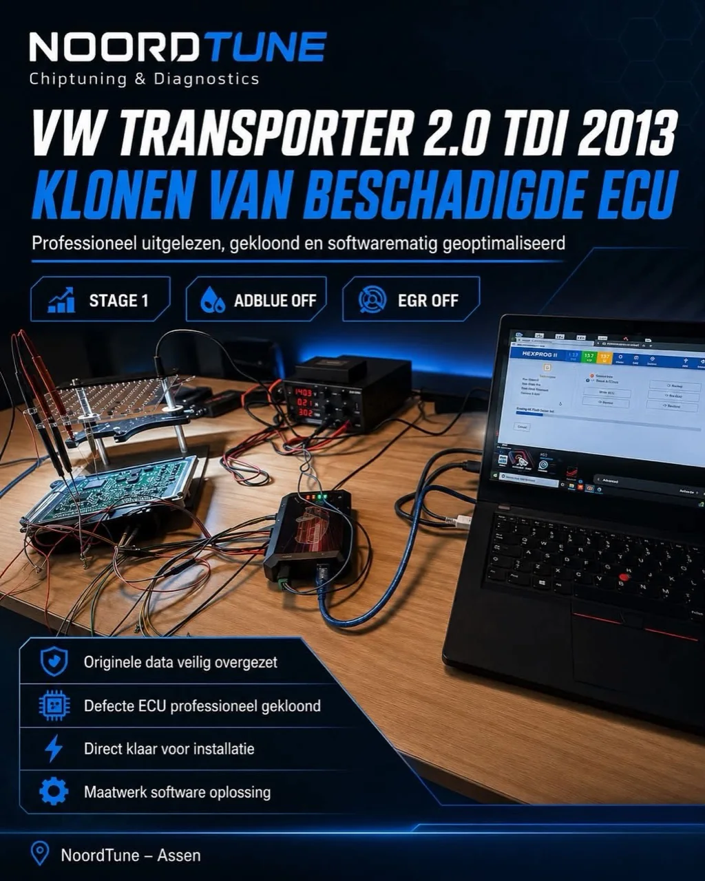 Volkswagen Transporter 2.0 TDI 2013 ECU cloning and Stage 1 result at NoordTune.nl